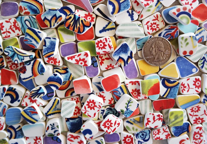 Rainbow Colors SEA POTTERY - 25 Pieces - Size 1/4" to 3/4" - Faux Sea Pottery - Tumbled Tiles - B... | Etsy (US)