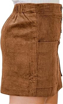 Susupeng Women High Waist Soft Faux Suede Button Down Skirt Slim Back Zip Side Pocket Mini Skirts | Amazon (US)