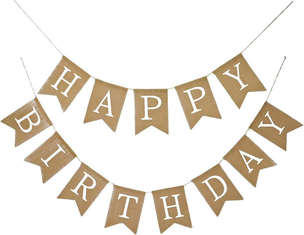 Fecedy Alphabet Happy Birthday Burlap Banner For Birthday Party Decorations (white alphabet) | Amazon (US)