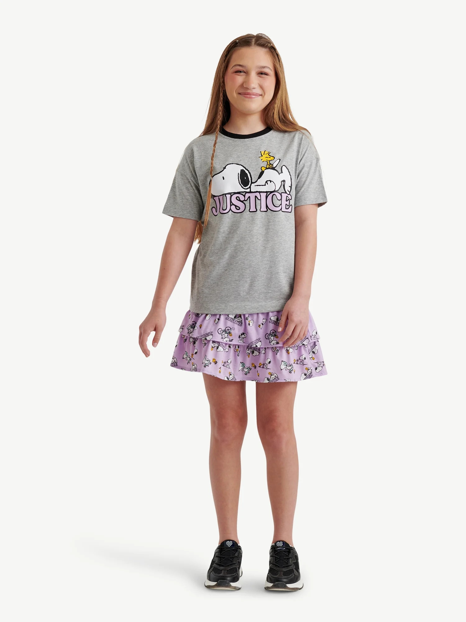 Justice Girls Snoopy Tee and Tiered Skirt Set, Sizes XS-XLP | Walmart (US)