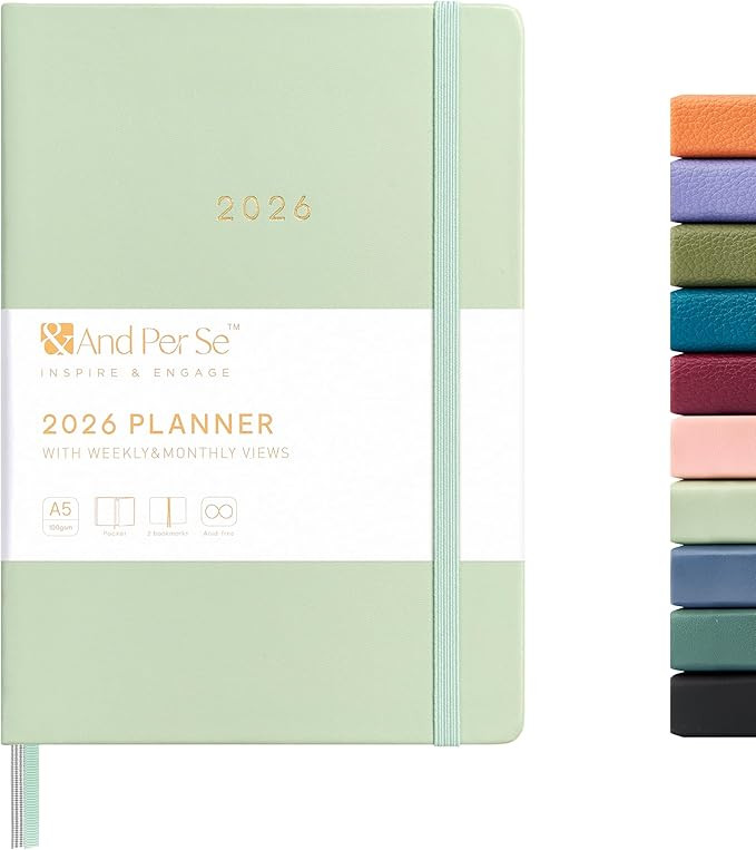 And Per Se 2026 Planner-Daily, Weekly & Monthly Leather Hardcover Planner, 5.7" x 8", Daily Sched... | Amazon (US)