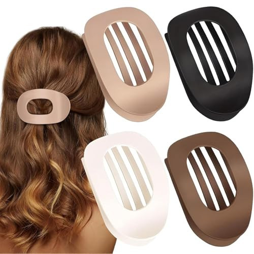 VivaSmile 4 PCS Flat Hair Clips for Women, Curved Design Duckbill Hair Clips for Lying, Driving - Matte Strong Hold Hair Claw Clips for Thin, Thick Hair, Hair Accessories for Women and Girls (Neutral) | Amazon (UK)
