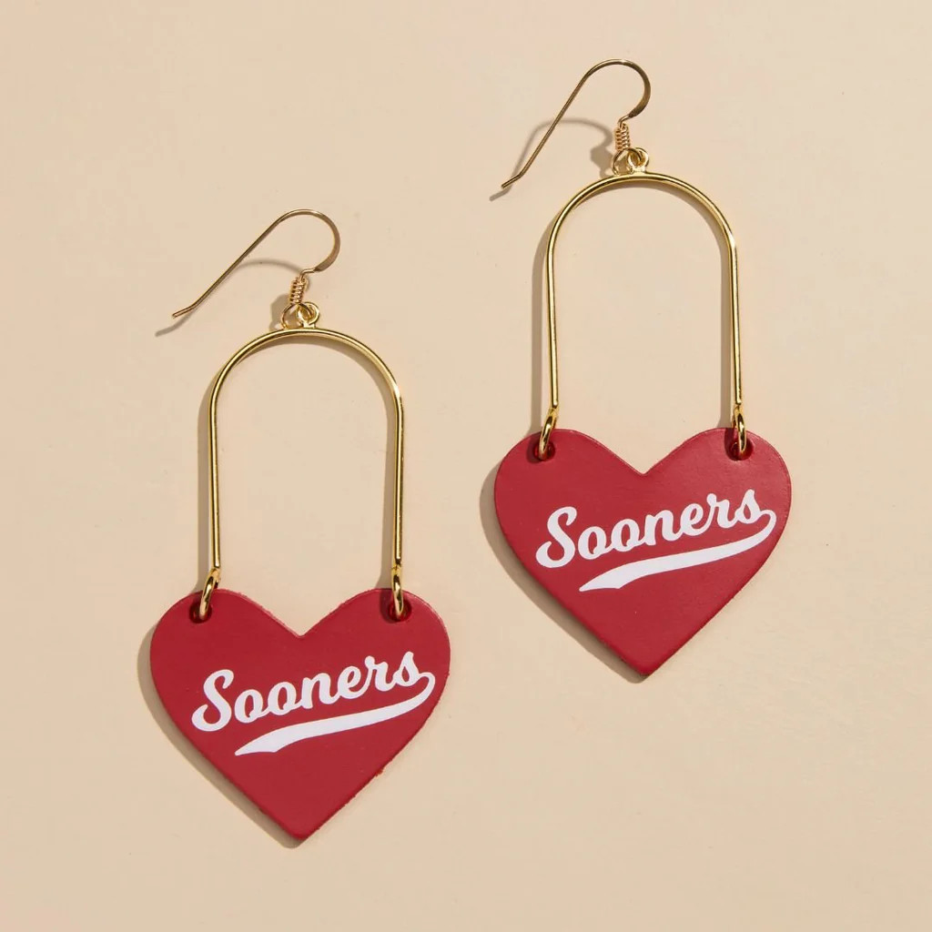 Crimson University of Oklahoma Sooners Heartthrobs | Nickel and Suede