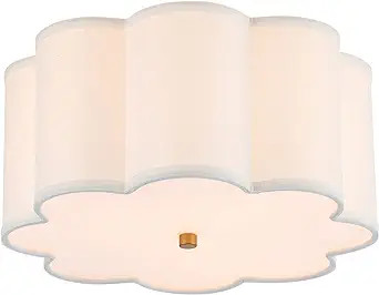 MhyTogn Semi Flush Mount Ceiling Light Fixture, Modern Close to Ceiling Lamp with Cream White Fab... | Amazon (US)