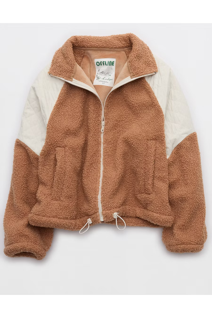 OFFLINE By Aerie Fluff Love Full Zip Jacket Women's Beach Dune XXS | Aerie
