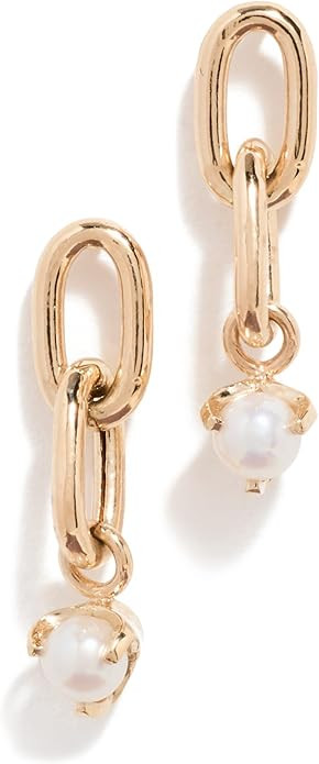 Zoe Chicco Women's 14k Large Square Drop Earrings, Gold/Pearl, One Size | Amazon (US)