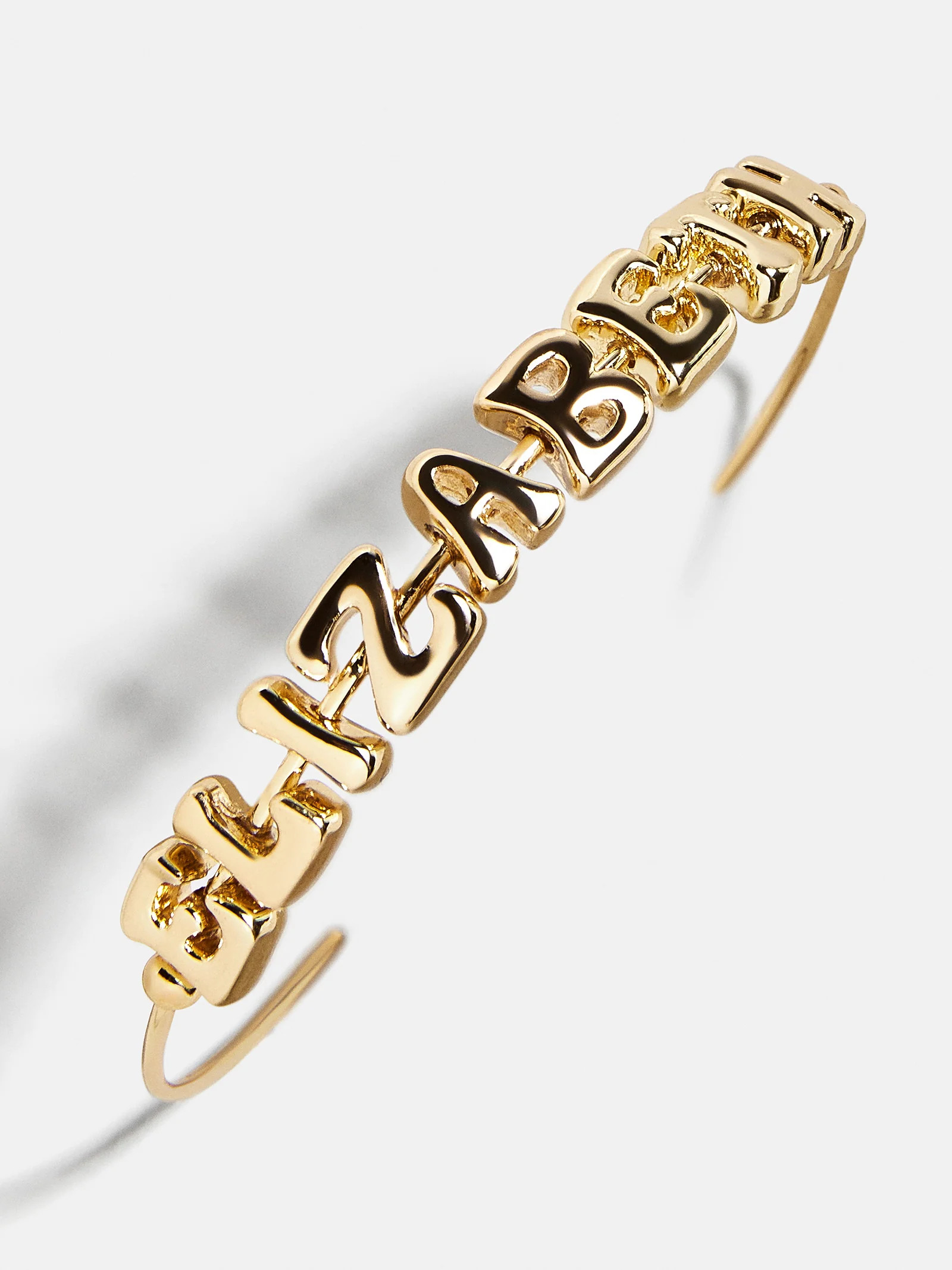 Bubble Letter Custom Cuff Bracelet - Gold | BaubleBar