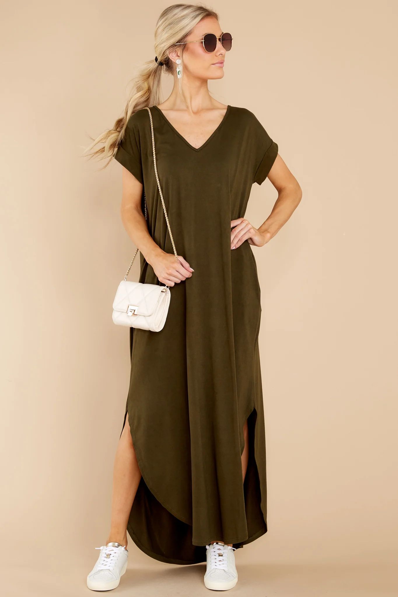 Always The Same Thing Olive Green Maxi Dress | Red Dress 