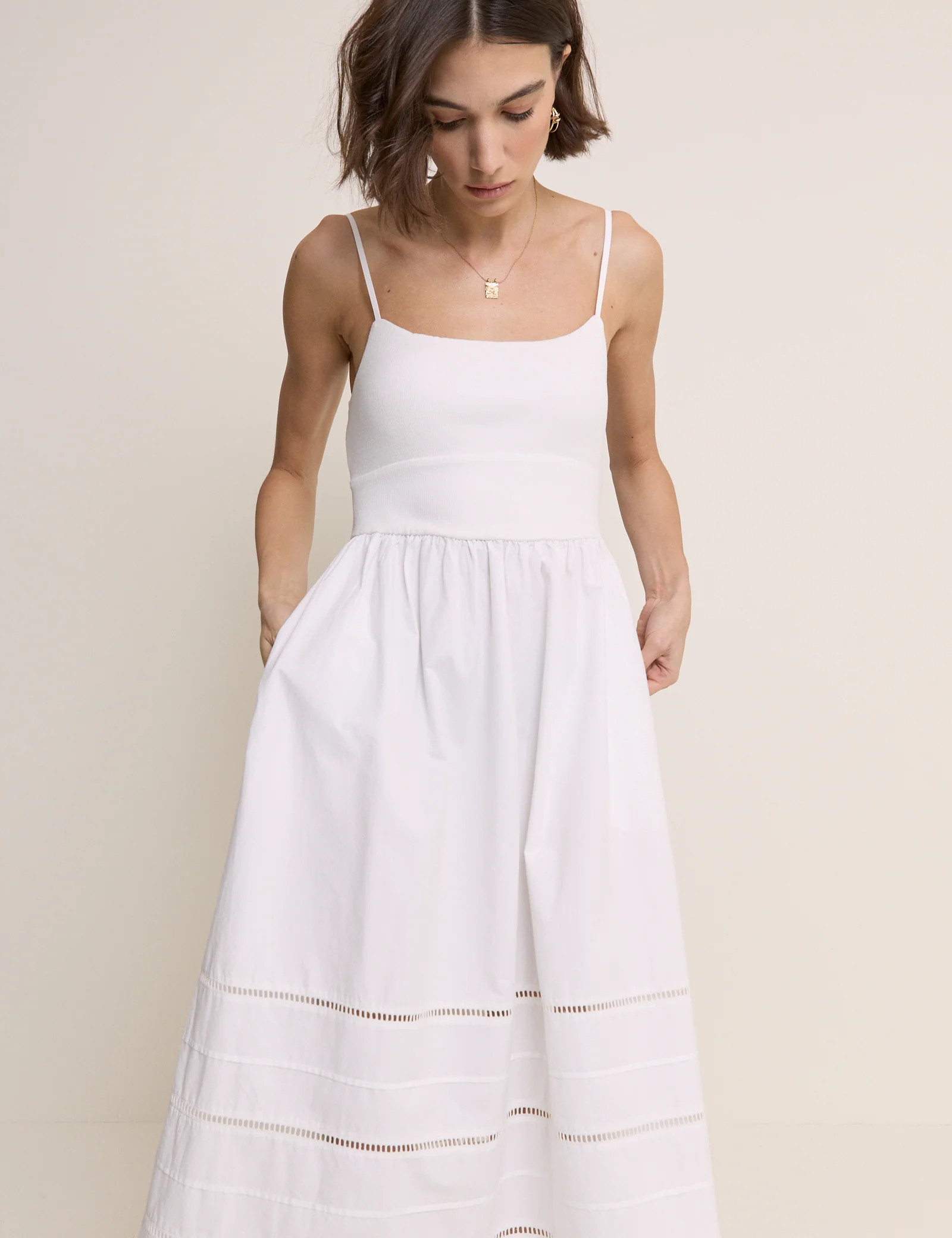 White Strappy Tiered Goldie Midi Dress | Nobody's Child