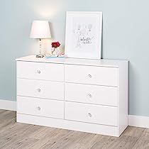 Prepac Astrid Acrylic Knobs, 6-Drawer Dresser Crystal White | Amazon (US)