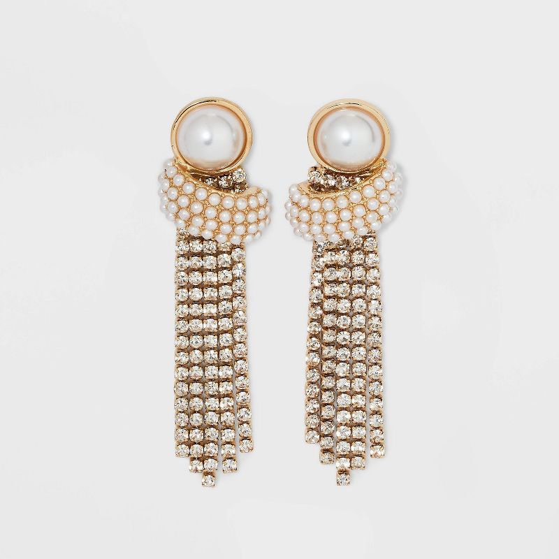 SUGARFIX by BaubleBar Pearl and Crystal Statement Drop Earrings - Gold | Target