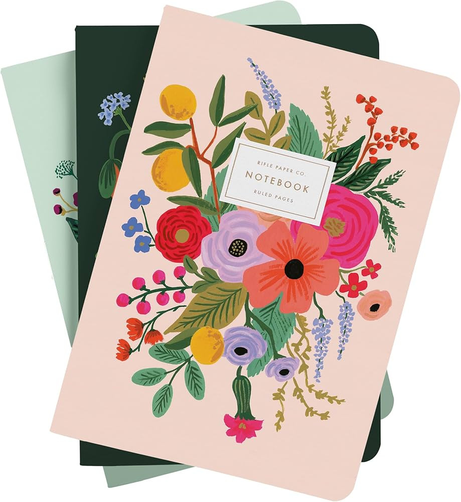RIFLE PAPER CO. Garden Party Stitched Notebook Set, Set Of 3 Notebooks, 64 Ruled Pages With Gold ... | Amazon (US)