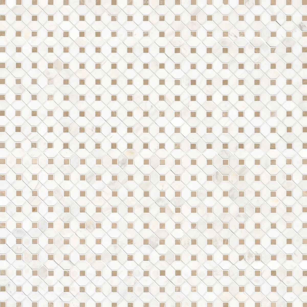 Calabria Frost Gold Geometric 13 in. x 13 in. Polished Marble Mosaic Floor and Wall Tile | Wayfair North America