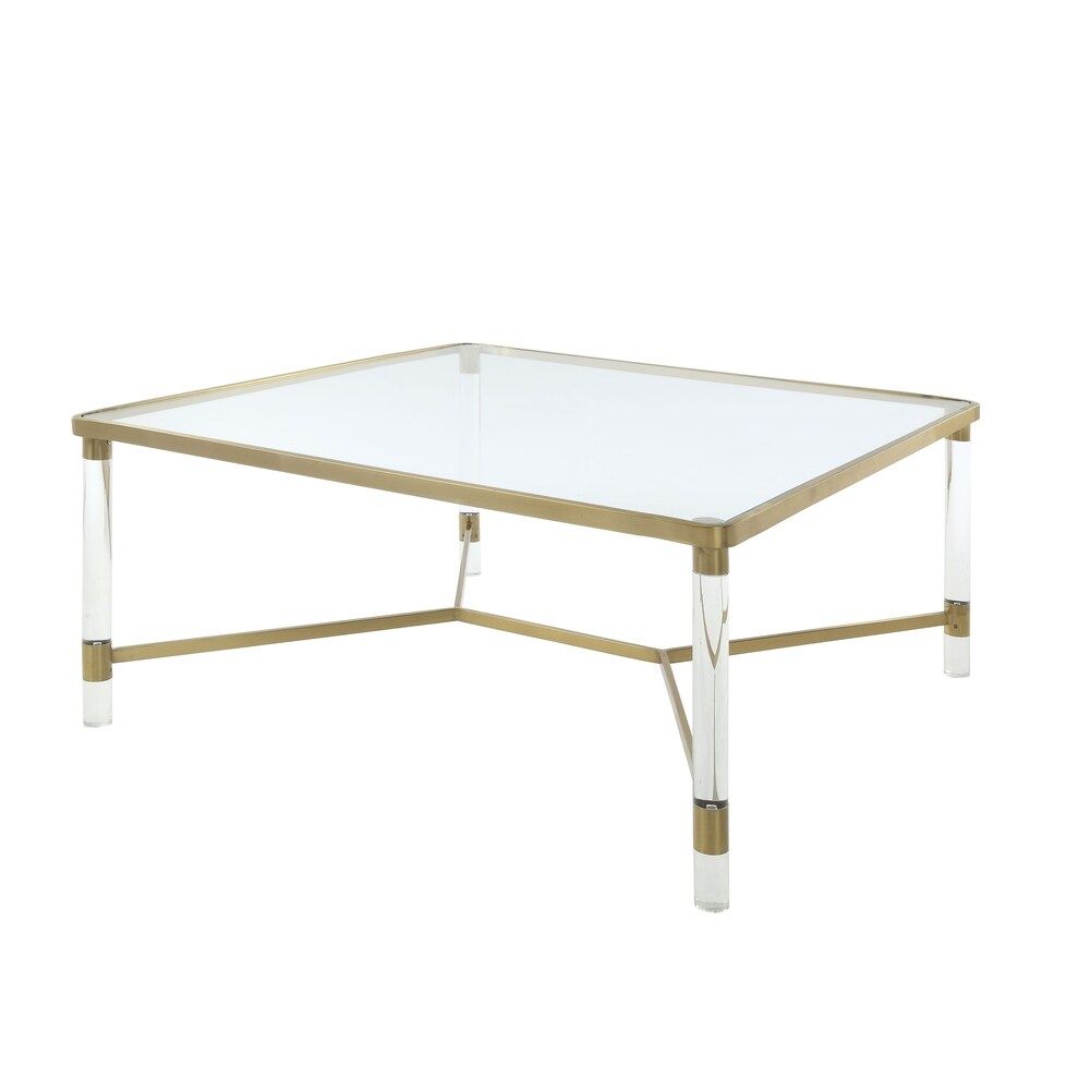 ACME Penstemon Coffee Table in Clear Acrylic, Gold Stainless Steel and Clear Glass | Bed Bath & Beyond