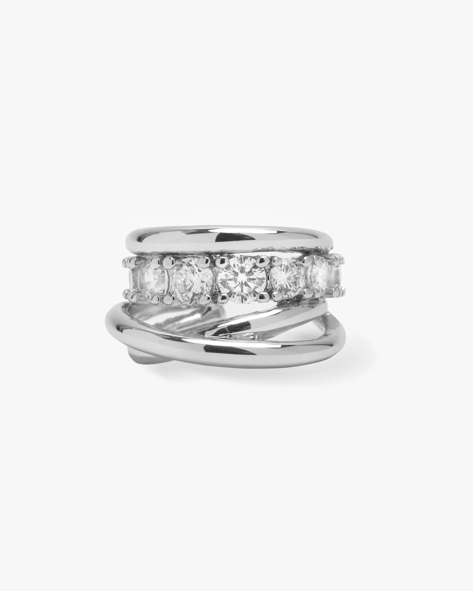 "Oh She Fancy" Layered Diamond Ear Cuff - Silver|White Diamondettes | Melinda Maria Jewelry