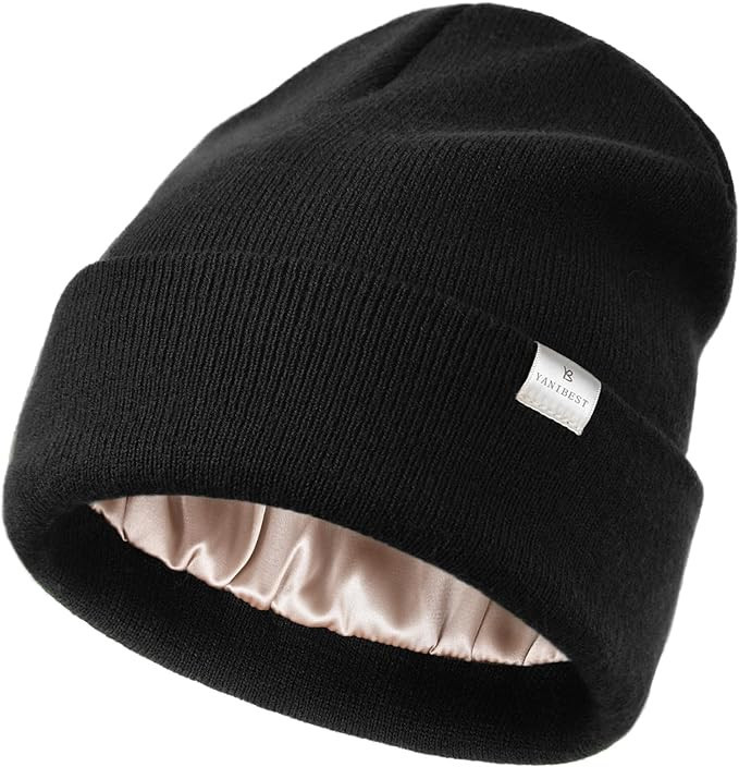 YANIBEST Womens Satin Lined Knit Beanie Hat Acrylic Winter Hats for Women Men Silk Lining Soft Sl... | Amazon (US)