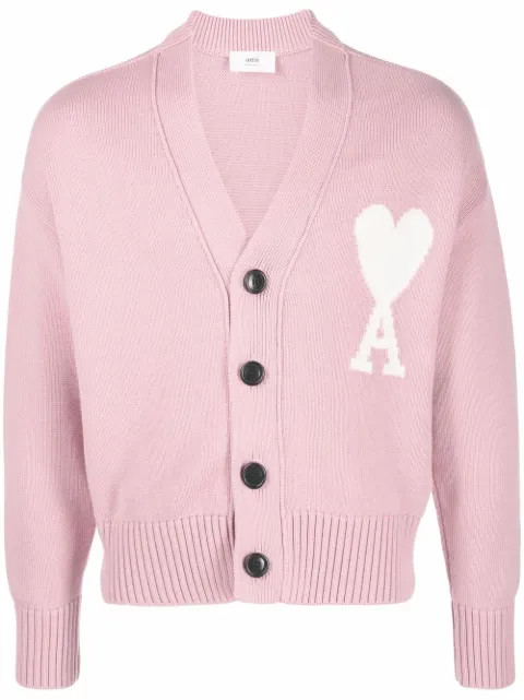 AMI Paris Oversize Ami De Coeur V-neck Cardigan - Farfetch | Farfetch Global