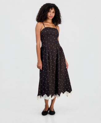 On 34th Women's Playful Dots Lace-Trim Dress, Macy's Exclusive - Playful Dots Ganache | Macy's