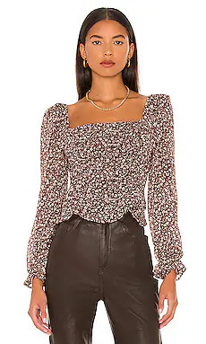 ASTR the Label Tonina Top in Brown Ivory Ditsy from Revolve.com | Revolve Clothing (Global)