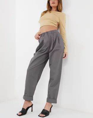 ASOS DESIGN ovoid pleat front peg trouser in slate grey | ASOS (Global)