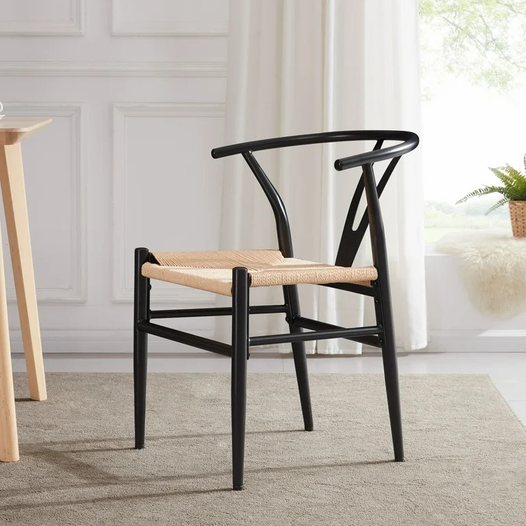 BELLEZE Wishbone Kitchen and Dining Chair, Set of 2 - Sorrento (Black) - Walmart.com | Walmart (US)