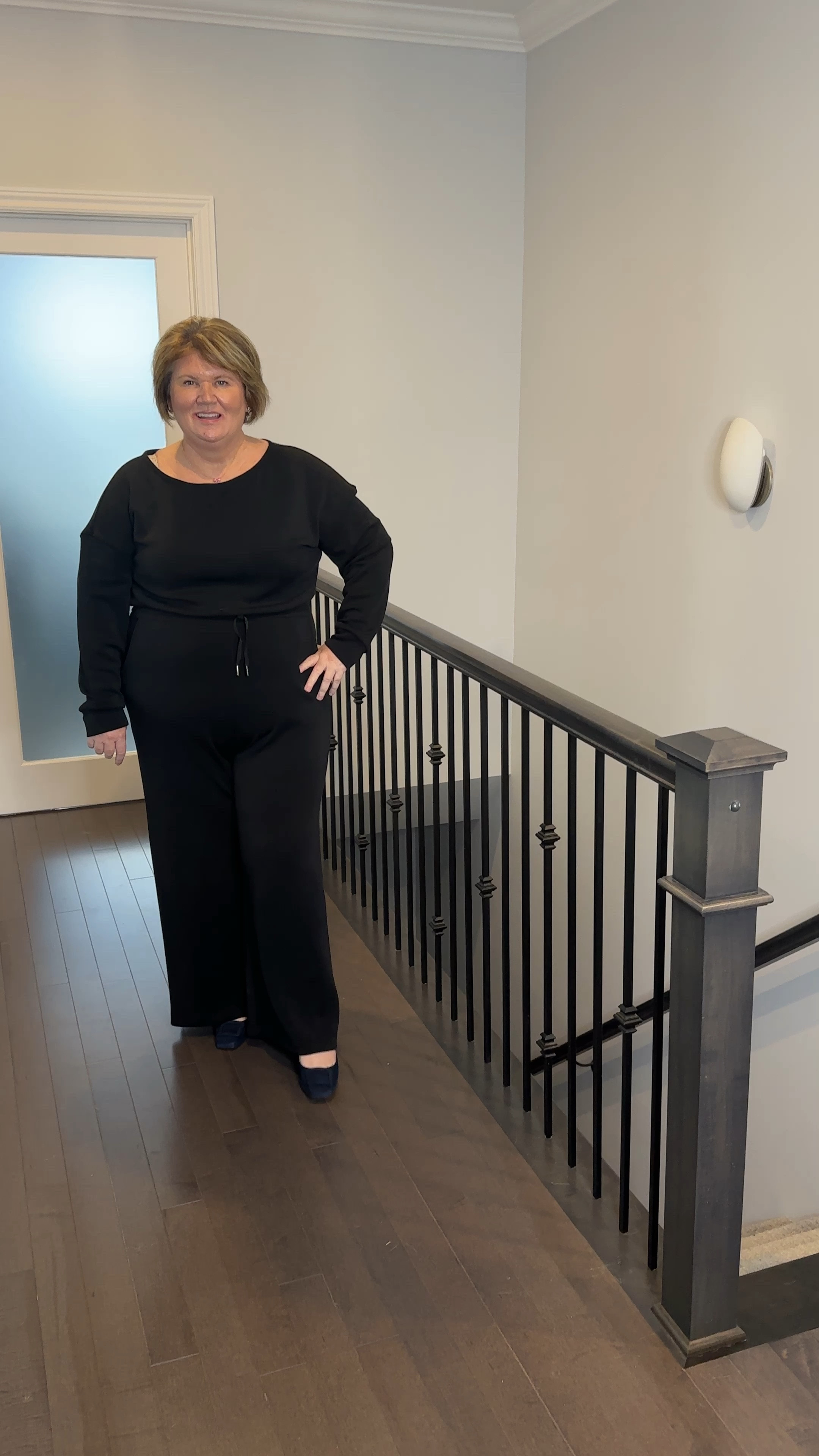 Spanx Air Essentials Off-Shoulder Jumpsuit; black, size 1X petite.
I’m 5’4” with a 27” inseam. 
Love it!! 
#jumpsuit #spanx #airessentials #pluspetite #petitefashion #plussize #over50fashion #ltkover50 

#LTKmidsize #LTKplussize #LTKover40