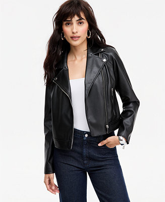 Women's Faux-Leather Moto Jacket | Macy's