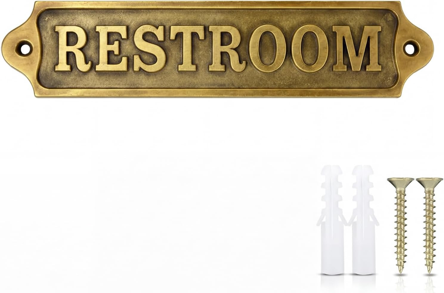 AceOrbit 8.5 x 2 Inch Restroom Sign Solid Brass Metal Door Sign | Amazon (US)
