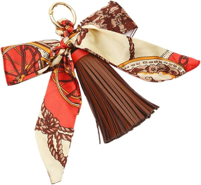 QTMY Silk Ribbon Bow Tassel Bag Pendant Charm Keyring Keychain for Women Purse Handbag Decor | Amazon (US)