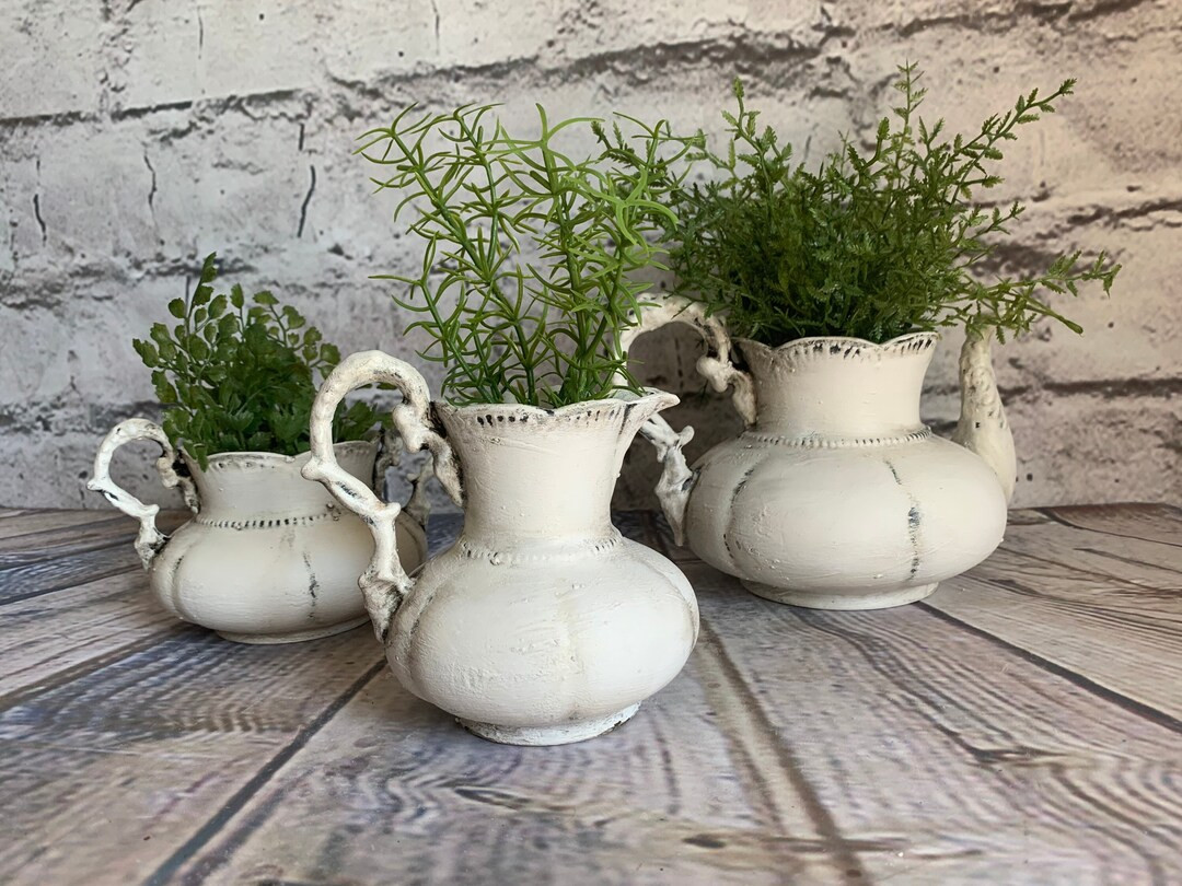 White vases, Unique small vases, Distressed aged, One of a kind, Ornate vases, Shabby chic, Roman... | Etsy (US)