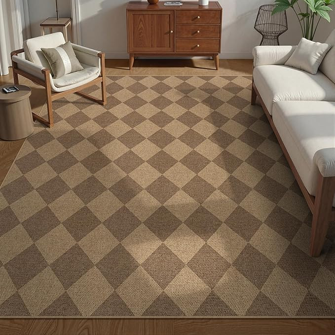 Lanffia Checkered Easy Jute Washable Rugs 8x10, Neutral Non Slip Rug for Living Room, Checkerboar... | Amazon (US)