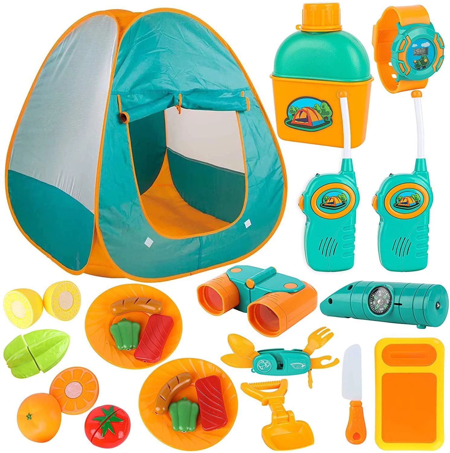 ToyVelt Kids Camping Up Tent Set -Includes Tent, Telescope, 2 Walkie Talkies, and Full Camping Ge... | Walmart (US)