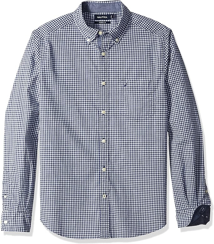 Nautica Men's Classic Fit Stretch Solid Long Sleeve Button Down Shirt | Amazon (US)