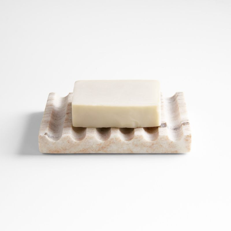 Fluted Marble Soap Dish in Dune by Gaby Dalkin + Reviews | Crate & Barrel | Crate & Barrel