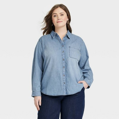 Women's Long Sleeve Linen Relaxed Fit Collared Button-Down Shirt - Universal Thread | Target