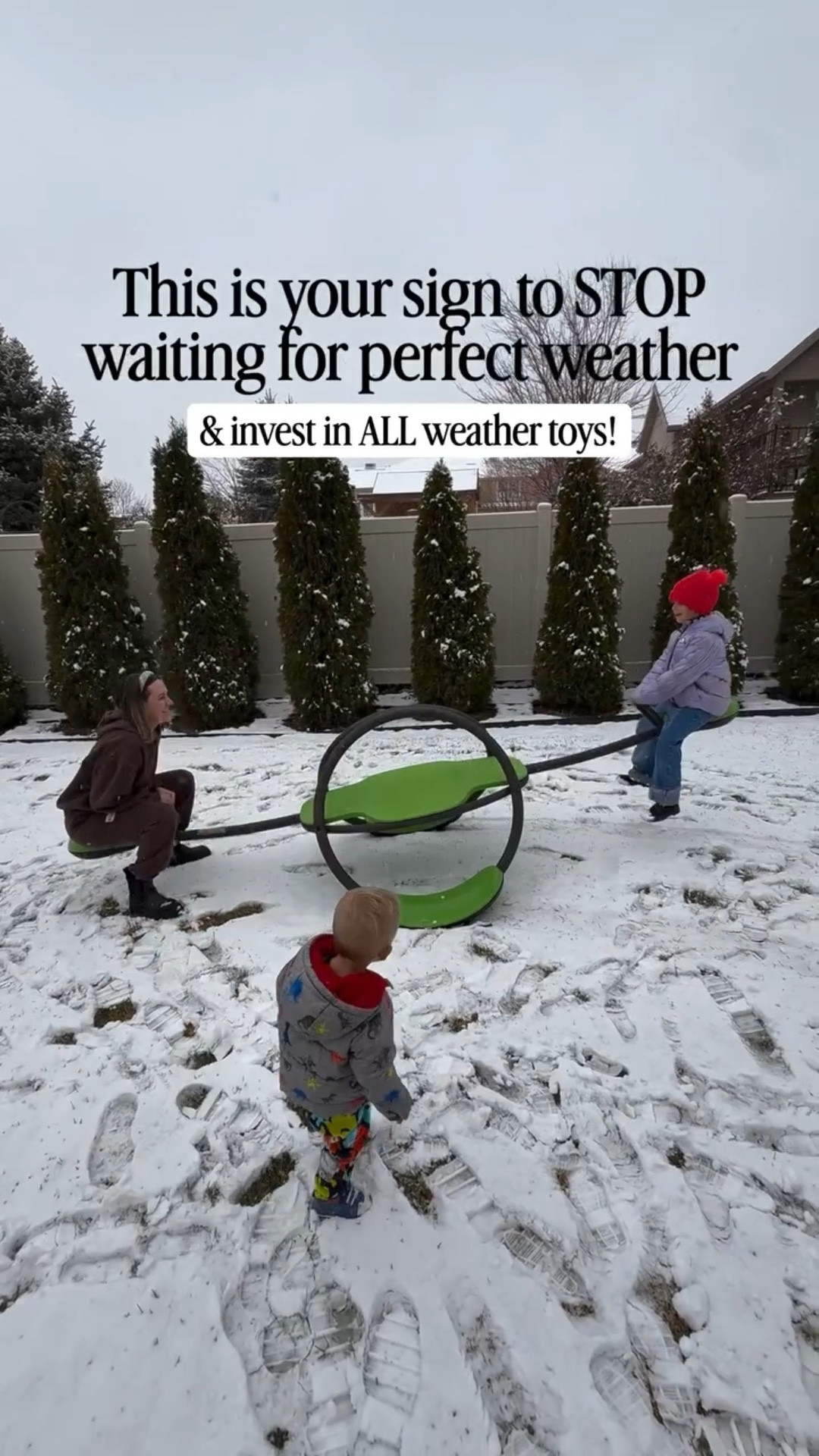 This is your sign to stop waiting for perfect weather to go outside and PLAY! ❄️ #lifetimepartner

Kids don’t need sunshine to play. They just need the right toys. We’ve been using this Lifetime teeter totter in the snow this year and it has not slowed us down one bit. Built sturdy, safe, and actually fun enough that they forget it’s cold.🥶

If outdoor play is happening at your house no matter the season, this one is such a win. #toytestingsisters