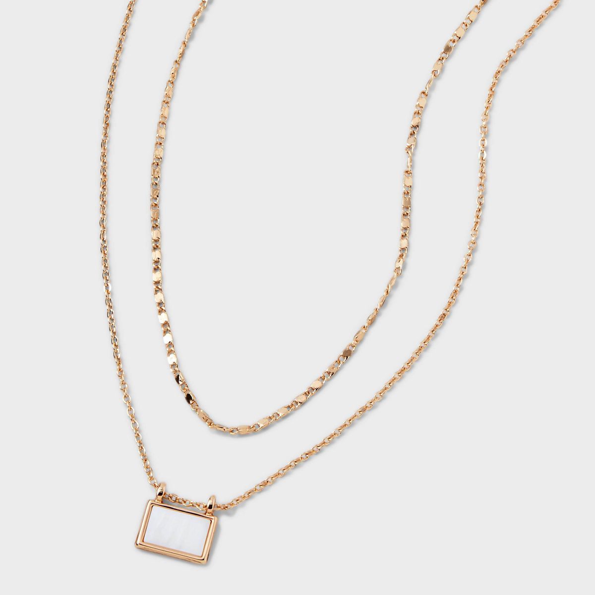 Gold Mop Rectangle 2 Row Necklace - A New Day™ Gold | Target