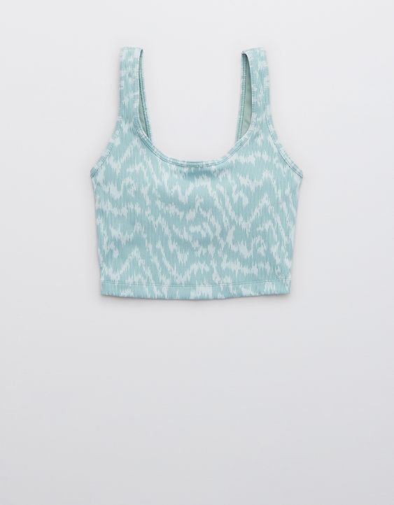 OFFLINE Ribbed Square Neck Longline Sports Bra | American Eagle Outfitters (US & CA)