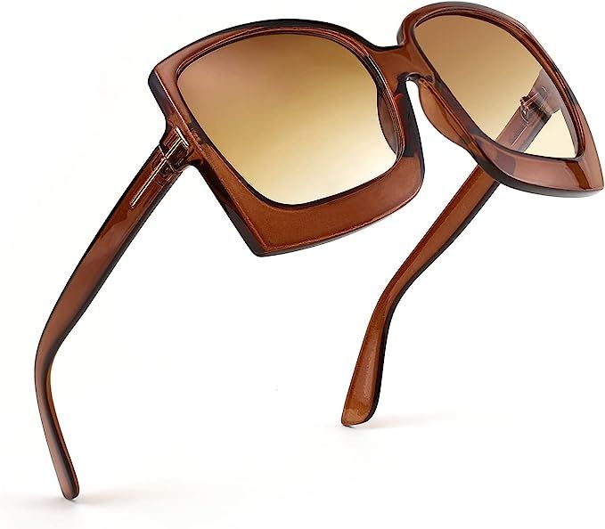 Karsaer Retro Square Round Oversized Women Sunglasses Large Frame Vintage Women Shades K7075 | Amazon (US)