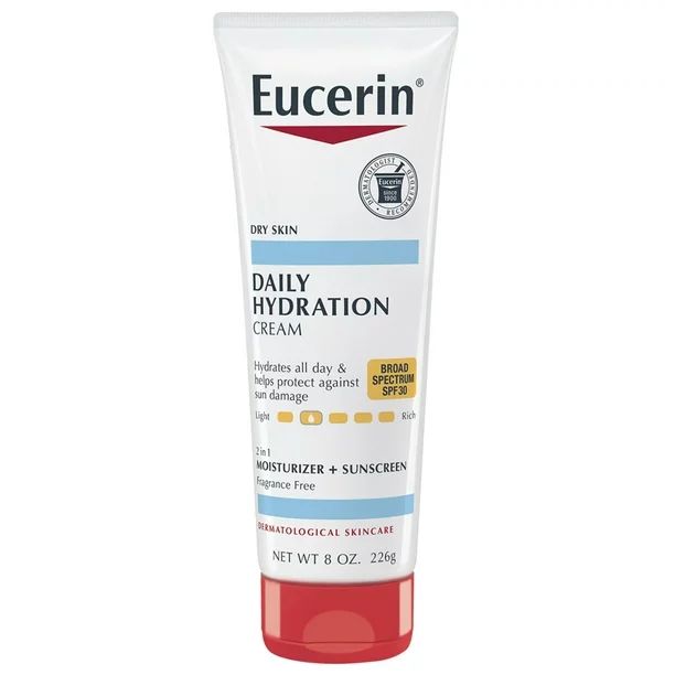 Eucerin Daily Hydration SPF 30 Sunscreen Body Cream for Dry Skin, 8 Oz Tube - Walmart.com | Walmart (US)