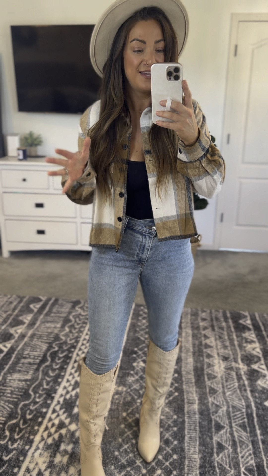 These super skinny jeans are the perfect match for your tall boots 🙌 
Use the promo code to grab these A&F jeans at 20% off and the VICI boots at 30% off!!! Jeans tts and I sized up half in the boots 👌

#LTKsalealert #LTKstyletip #LTKSale