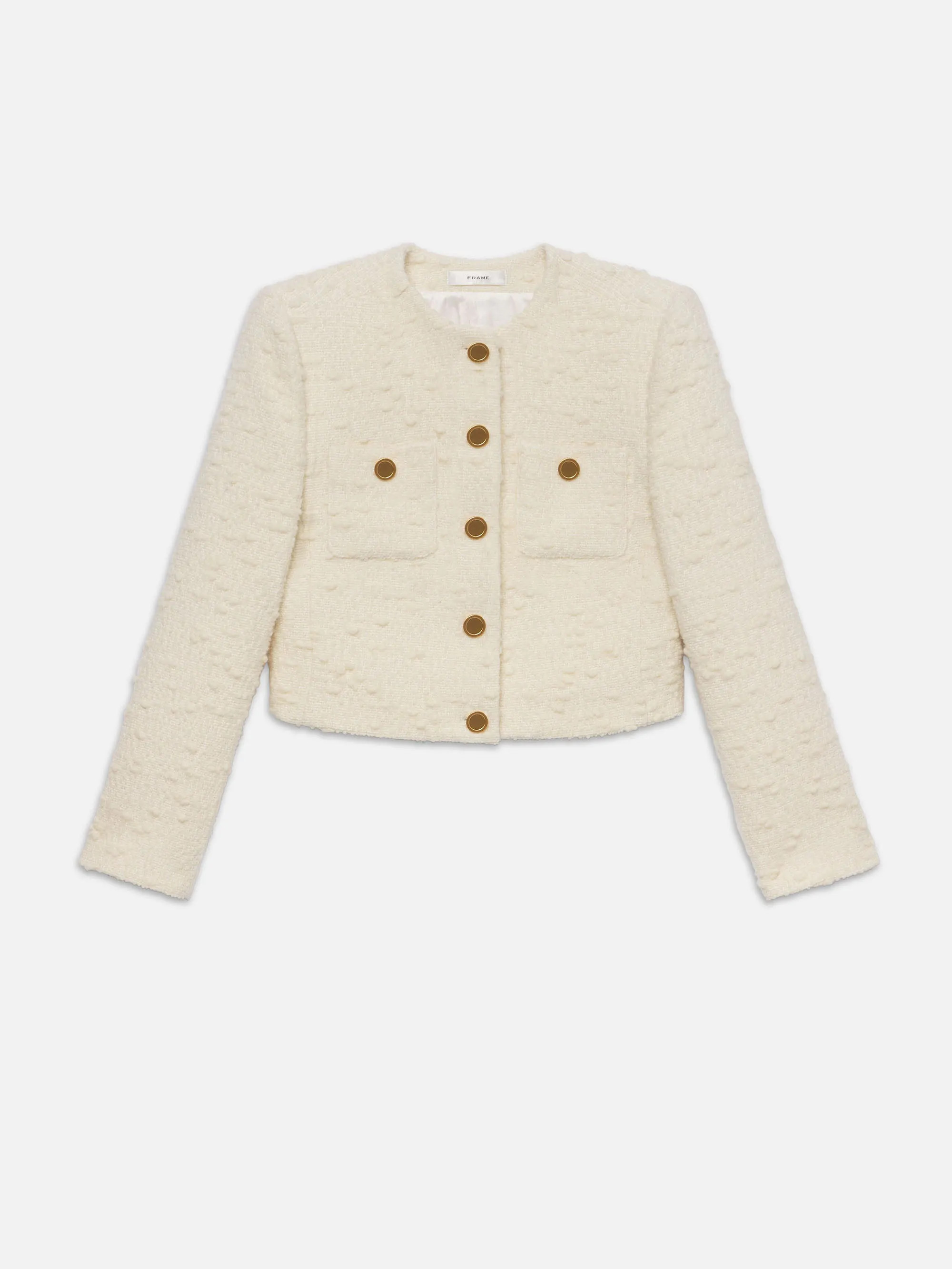 Cropped Button Front Jacket  in  Ecru | Frame Denim