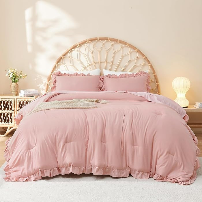 Litanika Lightweight Fluffy Ruffle Comforter Sets for Girls Women | Amazon (US)