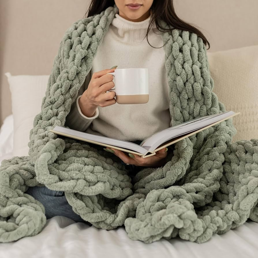 SAMIAH LUXE Chunky Knit Blanket Throw, Chunky Blanket, Large Chunky Knit Throw Blanket for Couch,... | Amazon (US)