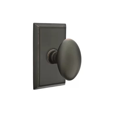 Emtek Privacy Knobset w/ Rectangular Rosette and Egg Knob | Wayfair North America