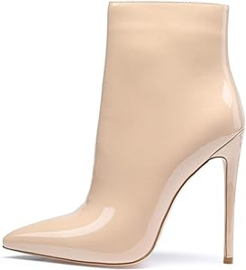 Castamere Womens High Heel Ankle Boots Pointed Toe Slip-on Stiletto Boot with Zipper 12CM Heels | Amazon (US)