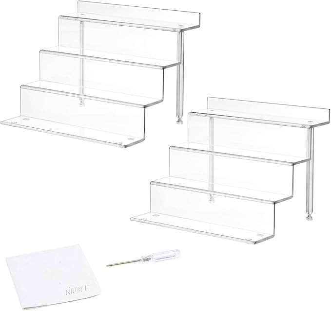 NIUBEE 2 Pack Acrylic Riser Display Shelf for Amiibo Funko POP Figures, Cupcakes Stand for Table,... | Amazon (US)