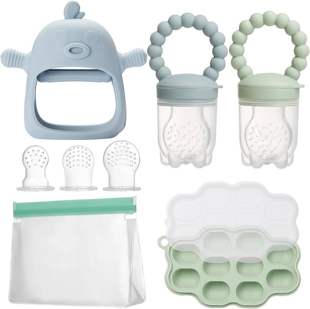 WEST STORY Baby Feeding & Teething Kit, Includes Breastmilk Popsicle Molds, 2 Baby Fruit Food Fee... | Amazon (US)
