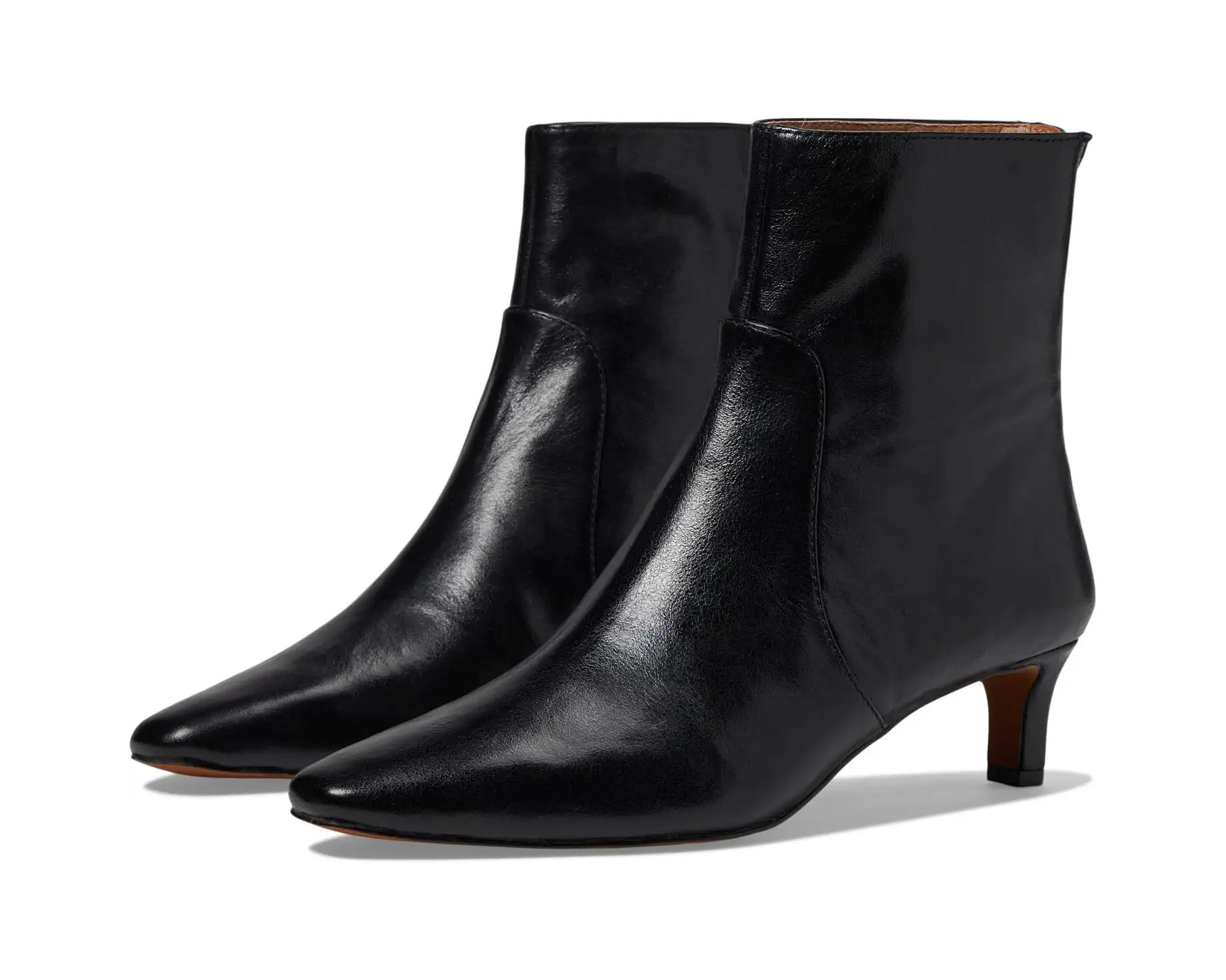 Women's Madewell The Dimes Kitten-Heel Boot In Crinkle Leather | Zappos