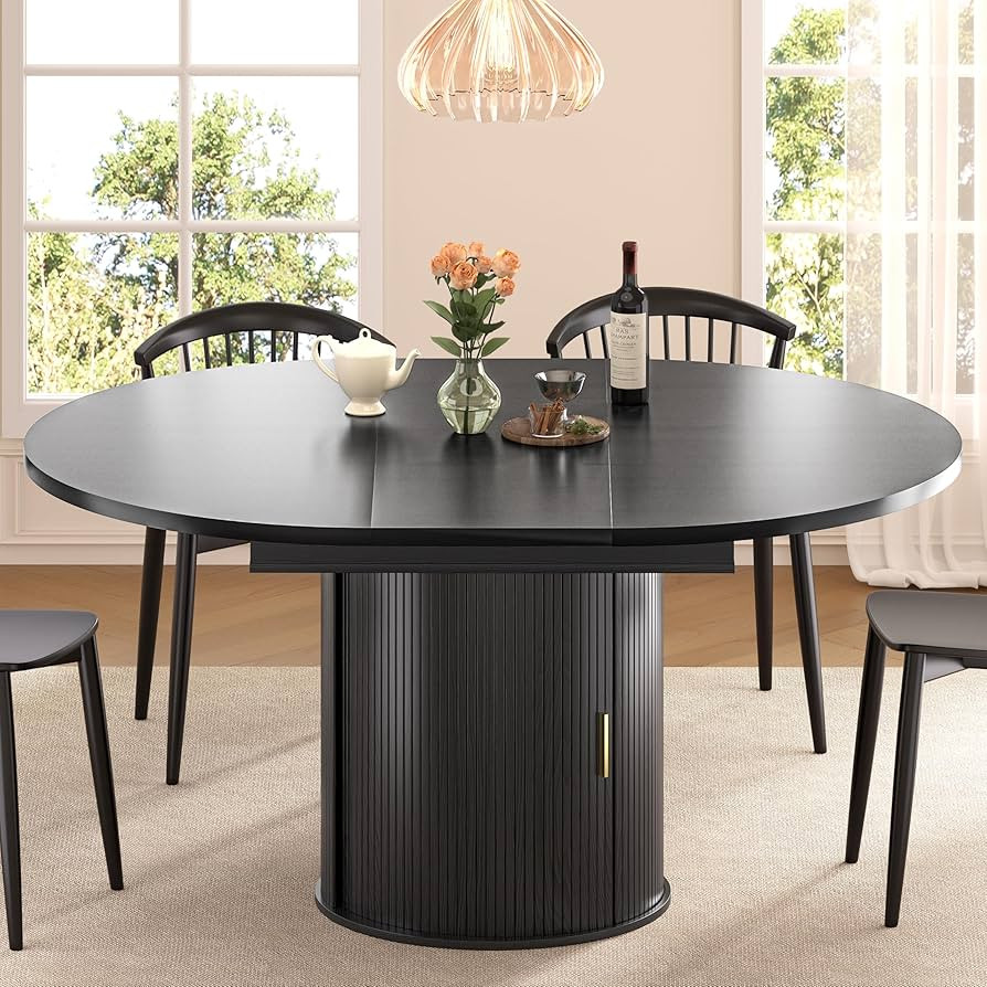 DHH 47"-63" Extendable Round Dining Table for 4–8 with Storage, Mid Century Modern Farmhouse Wo... | Amazon (US)